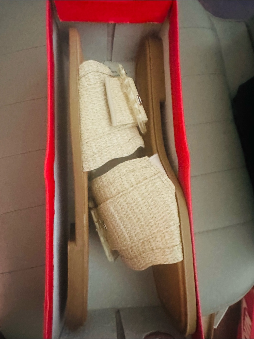Pierre Dumas Beige Woven Slide Sandals